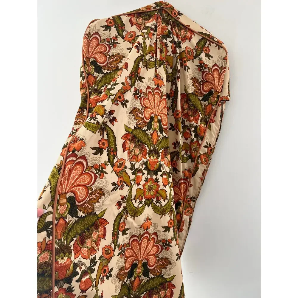1970s Vintage Hanging Travel Garment Bag Orange & Green Floral JL